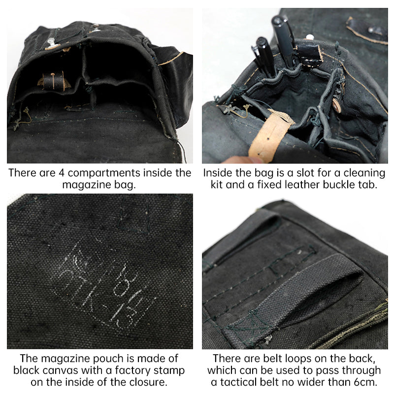 Cold War: Directly sourced original Russian items. Issued - Soviet Marines' black 4 - compartment AK mag pouch. - V.I.P Digital Presence