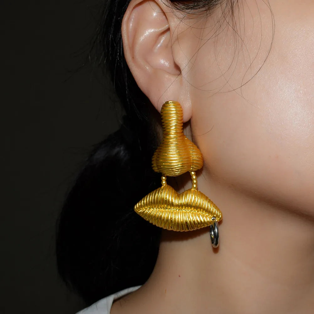 Baroque Style Exaggerated Lips Design Dangle Earrings For Women  Jewelry Vintage Ethnic Statement Earrings Accessories - V.I.P Digital Presence