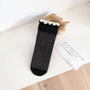 1 pair of socks for women summer thin black middle tube socks Japanese lace ballet style socks mesh breathable pile socks - V.I.P Digital Presence