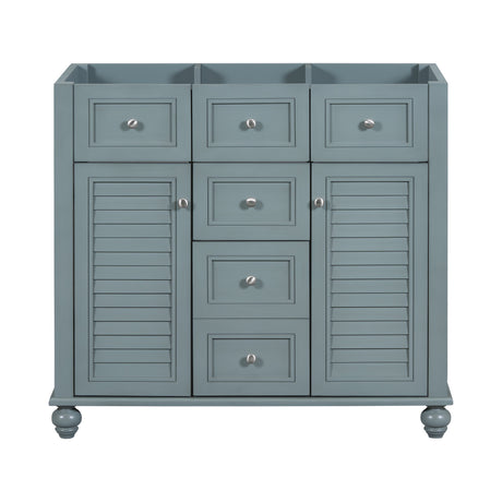 36 "No sink, with 2 drawers and soft closing door, independent makeup rack, bathroom cabinet, blue (excluding sink) - V.I.P Digital Presence