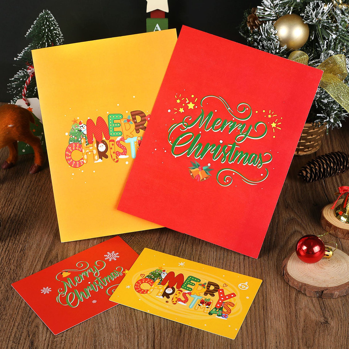 Christmas 3D greeting card, Christmas tree, little penguin cartoon, cute paper carving, handwritten message greeting card - V.I.P Digital Presence