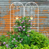 2 Pack Metal Garden Trellis 86.7" x 19.7" Rustproof Trellis for Climbing Plants Outdoor Flower Support Cream White - V.I.P Digital Presence