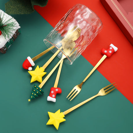 Christmas gift tableware stainless steel coffee spoon dessert spoon fork set - V.I.P Digital Presence