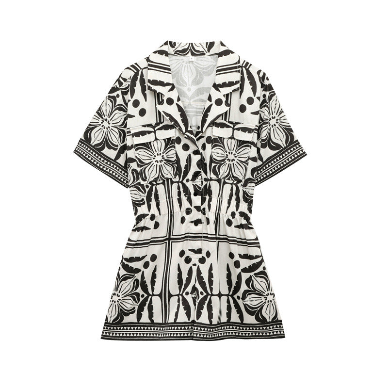 Versatile woven Cuban collar jumpsuit shorts - V.I.P Digital Presence