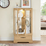 Light colored glass cabinet with adjustable glass frame, including cabinet light bulbs OAK with 2 doors and 1 drawer - V.I.P Digital Presence
