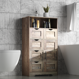 5 Drawers Storage Cabinet with Adjustable Shelves, Bathroom Cabinet with Doors, Floor Cabinet for Living Room Grey - V.I.P Digital Presence