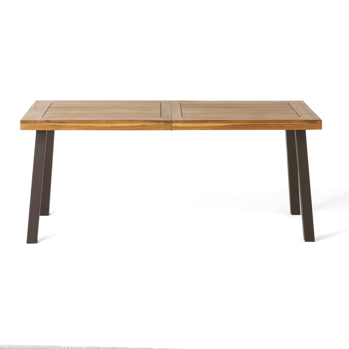Della Acacia Wood Dining Table, Natural Stained with Rustic Metal, Brown, Grey - V.I.P Digital Presence