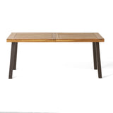 Della Acacia Wood Dining Table, Natural Stained with Rustic Metal, Brown, Grey - V.I.P Digital Presence