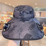 Solar powered fan large brim hat men's outdoor sunshade hat mountain climbing fisherman hat - V.I.P Digital Presence