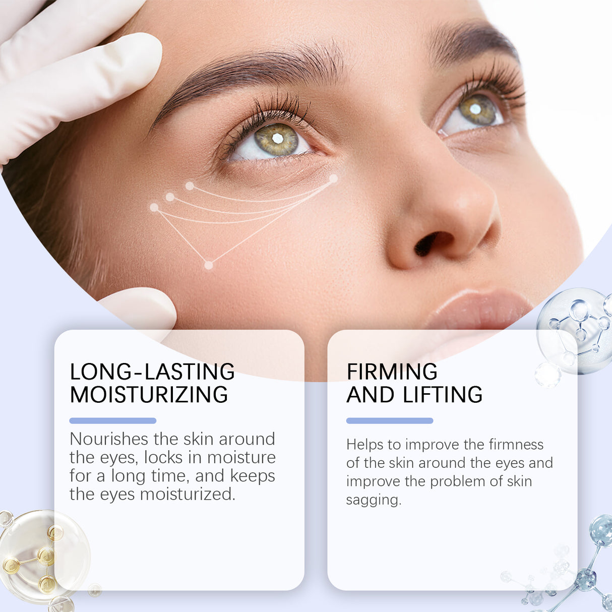 Crema para ojos con mantequilla de café y pasto que nutre, suaviza, reafirma y absorbe suavemente la piel de los ojos.