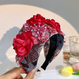 Handmade fabric flower fashion inlaid water drill bit hoop - V.I.P Digital Presence