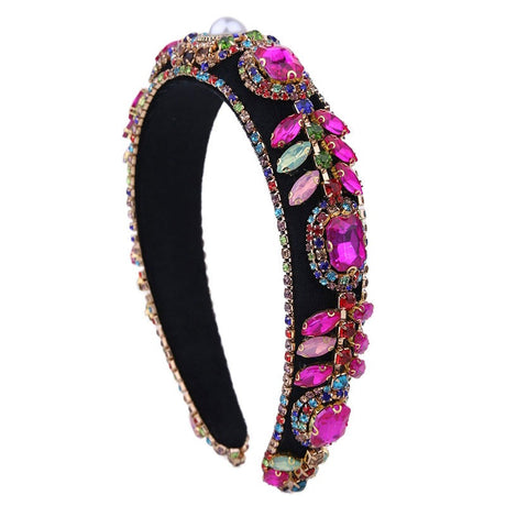 Decorated with colored glass diamond flower headband - V.I.P Digital Presence