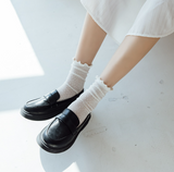 1 pair of socks for women summer thin black middle tube socks Japanese lace ballet style socks mesh breathable pile socks - V.I.P Digital Presence