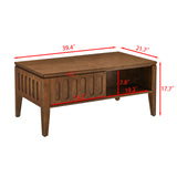 Medieval modern flute coffee table with storage sliding door and solid wood legs, vintage farmhouse wood central table - V.I.P Digital Presence