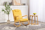 Rocking Chair Upholstered Fabric Rocking Armchair Indoor with High Backrest Glider Chairs and Lumbar Pillow for Living Room - V.I.P Digital Presence