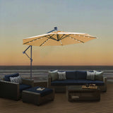 10 FT Solar LED Patio Outdoor Umbrella Hanging Cantilever Umbrella Offset Umbrella Easy Open Adustment with 32 LED Lights -taupe - V.I.P Digital Presence