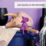 Creative kitchen utensils silicone tools Little Flying Man wizard shaped pot lid anti overflow lifting high soup spoon holder - V.I.P Digital Presence