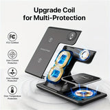 Base de carga inalámbrica 3 en 1 para iPhone 14, 13, 12, 11, X, iWatch 8, 7, Airpods, plegable, 15 W, estación de carga rápida
