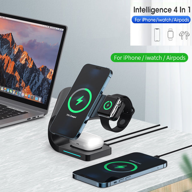 4 in 1 Magnetic Wireless Charger for iPhone12 Apple Watch Headphones Wireless Charging - V.I.P Digital Presence