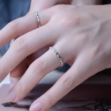 Real 925 Sterling Silver 14K Gold Plating Rings for Women European and American Simple Light Luxury Zircon Ring - V.I.P Digital Presence