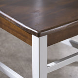 Roshan Farmhouse Acacia Wood Dining Chairs, White / Walnut (Set of 2) - V.I.P Digital Presence