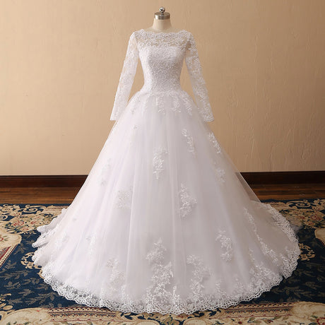 Vestido de Noiva Long Sleeves Wedding Dresses Lace A Line Wedding Gowns Sexy Sheer New Arrival Bride Dress Robe De Mariee - V.I.P Digital Presence