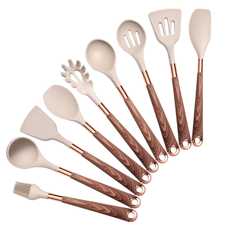 10 Pieces Kitchen Tools Set Wooden Handle Cooking Kitchen Utensil Set Silicone Utensils - V.I.P Digital Presence