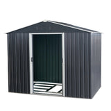 8ft x 6ft Outdoor Metal Storage Shed with Floor Base Black - V.I.P Digital Presence