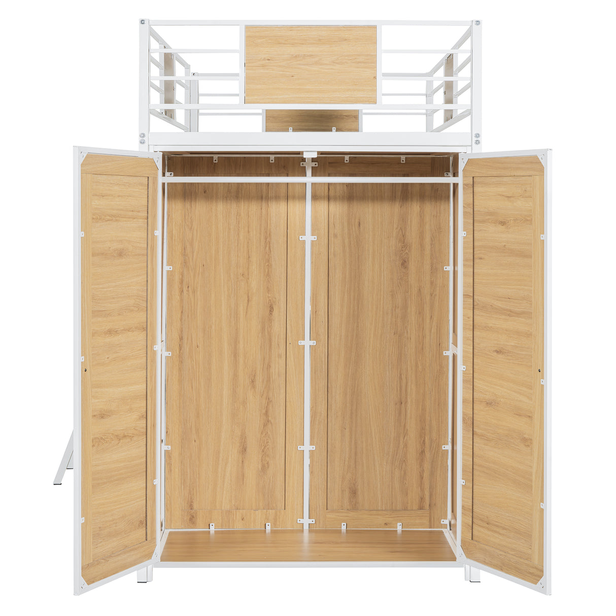 Twin Size Loft bed with L-shape Desk and Wardrobe, White - V.I.P Digital Presence