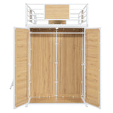 Twin Size Loft bed with L-shape Desk and Wardrobe, White - V.I.P Digital Presence