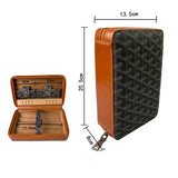 Carved version cigar box portable cedar wood cigar moisturizing box cowhide cigar box storage box Gaoxiba - V.I.P Digital Presence