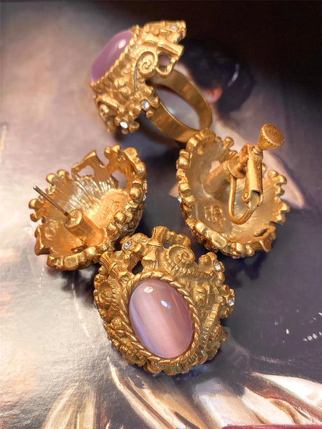 Vintage Metal Stud Earrings Natural Stone Opal Brass for Women Gold Color Jewelry New Elegant Travel Gift - V.I.P Digital Presence