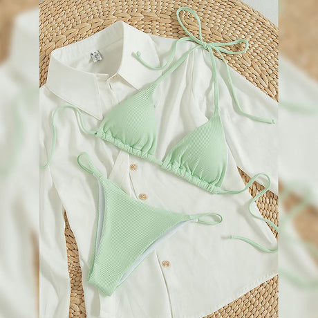 Hanging neck tie bikini multi-color three-point swimsuit hot spring swimsuit - V.I.P Digital Presence