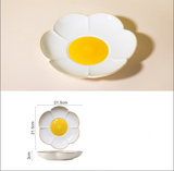 Creative Sun Egg Ceramic Bowl and Dish Set Cute Rice Bowl, Plate, Handle, Plate, Tableware, Home Breakfast Soup Plate - V.I.P Digital Presence