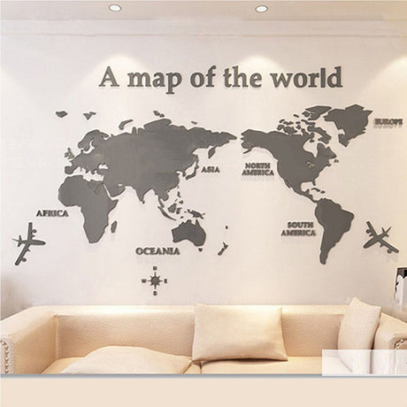 Creative Home Background Wall Stickers Acrylic 3D Wall Stickers Living Room TV Background M70- Map - V.I.P Digital Presence