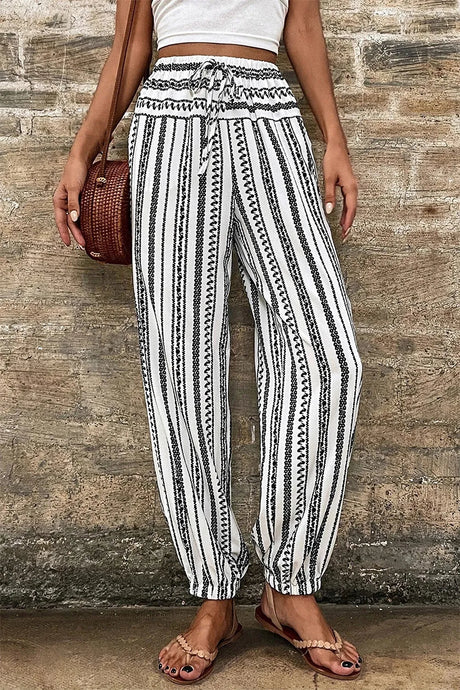 Printed Elastic Waist Pants - V.I.P Digital Presence