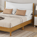 Queen Size Rubber Wooden , Solid Wooden Bed with Teddy Velvet Cushion Upholstered Headboard, Enhanced by Support Feet - V.I.P Digital Presence