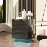 Nightstand with 3 Storage Drawers,Led Lights, End Table for Bedroom Furniture - V.I.P Digital Presence