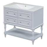 36" Bathroom Vanity Cabinet with Sink Combo Set, Undermount Resin Sink, Free Standing Vanity Set with 4 Drawers Blue - V.I.P Digital Presence