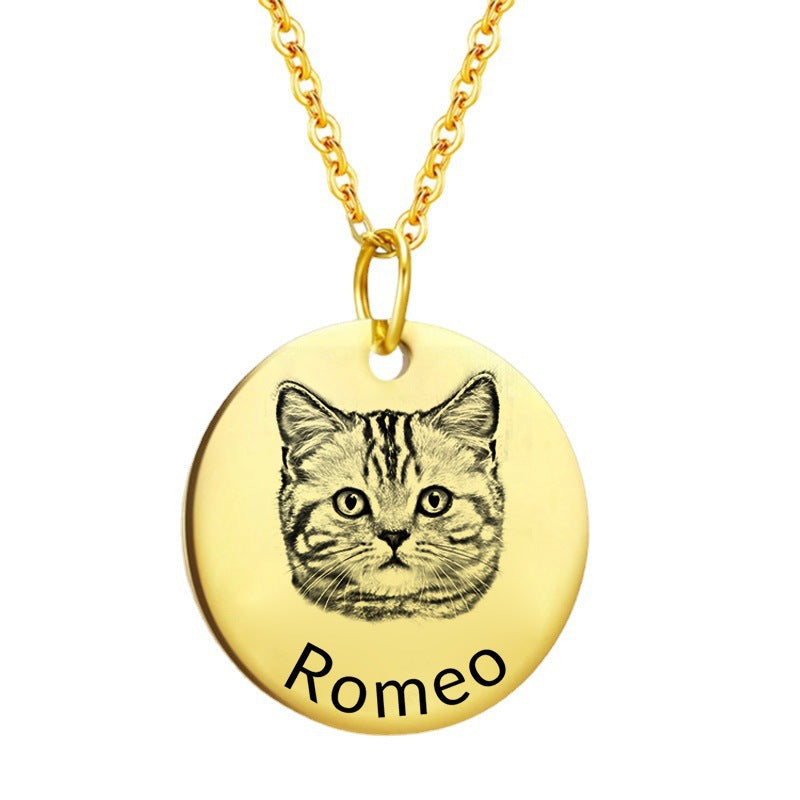 Pet sketch necklace portrait cat puppy pet DIY engraving keychain - V.I.P Digital Presence