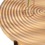 33"Modern Thread Design Round Coffee Table MDF Table Top with Cross Legs Metal Base