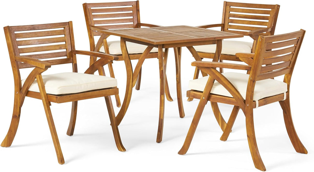 HERMOSA 5 PIECE WOOD DINING SET WITH CUSHIONS - V.I.P Digital Presence