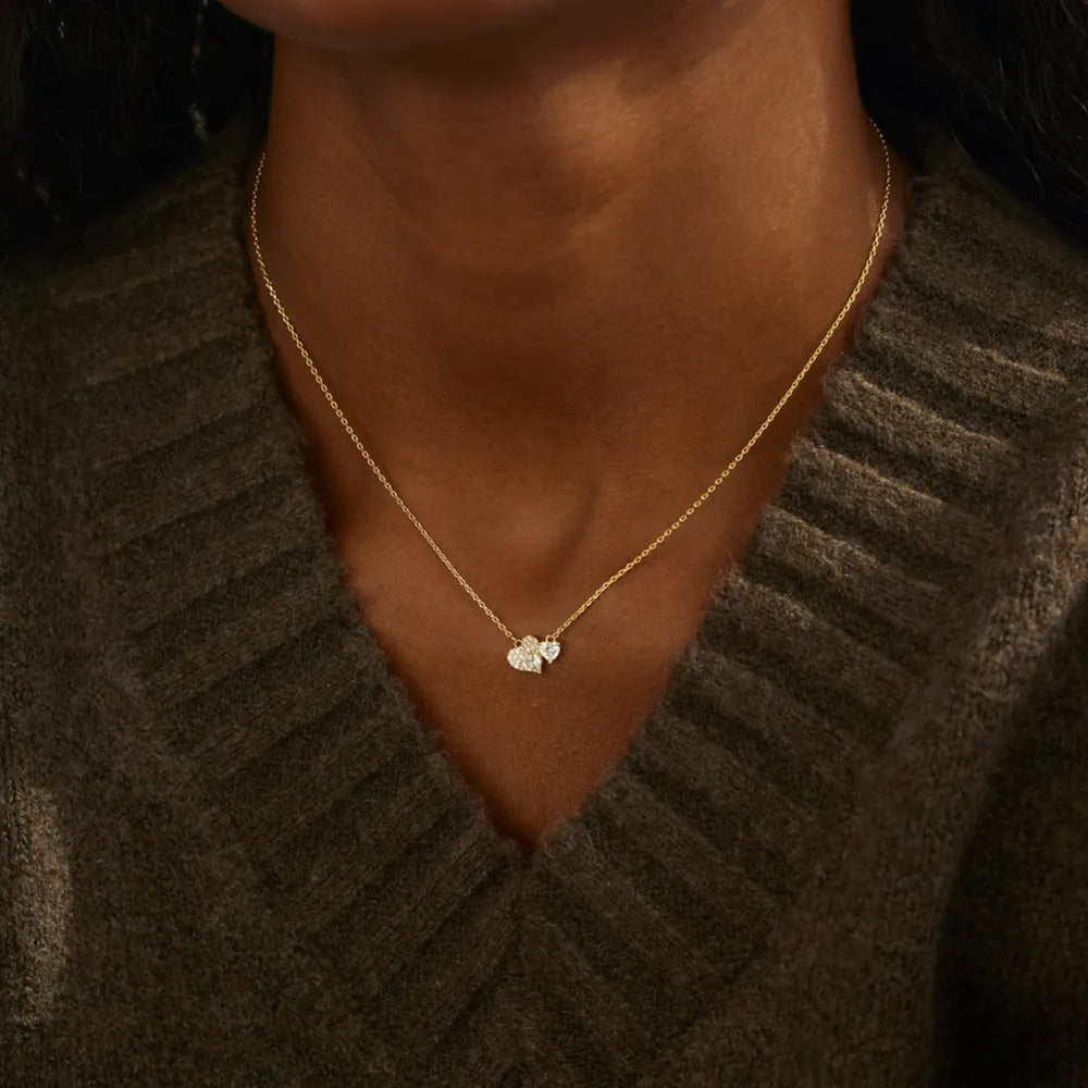 18K Gold-Plated 925 Sterling Silver Zircon Heart Necklace - V.I.P Digital Presence