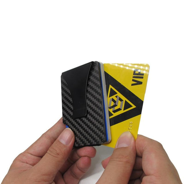 Carbon Fiber Wallet Metal Mini Slim Wallet Men's Credit Card ID Holder With RFID Anti-chief Card Wallet Porte Carte - V.I.P Digital Presence