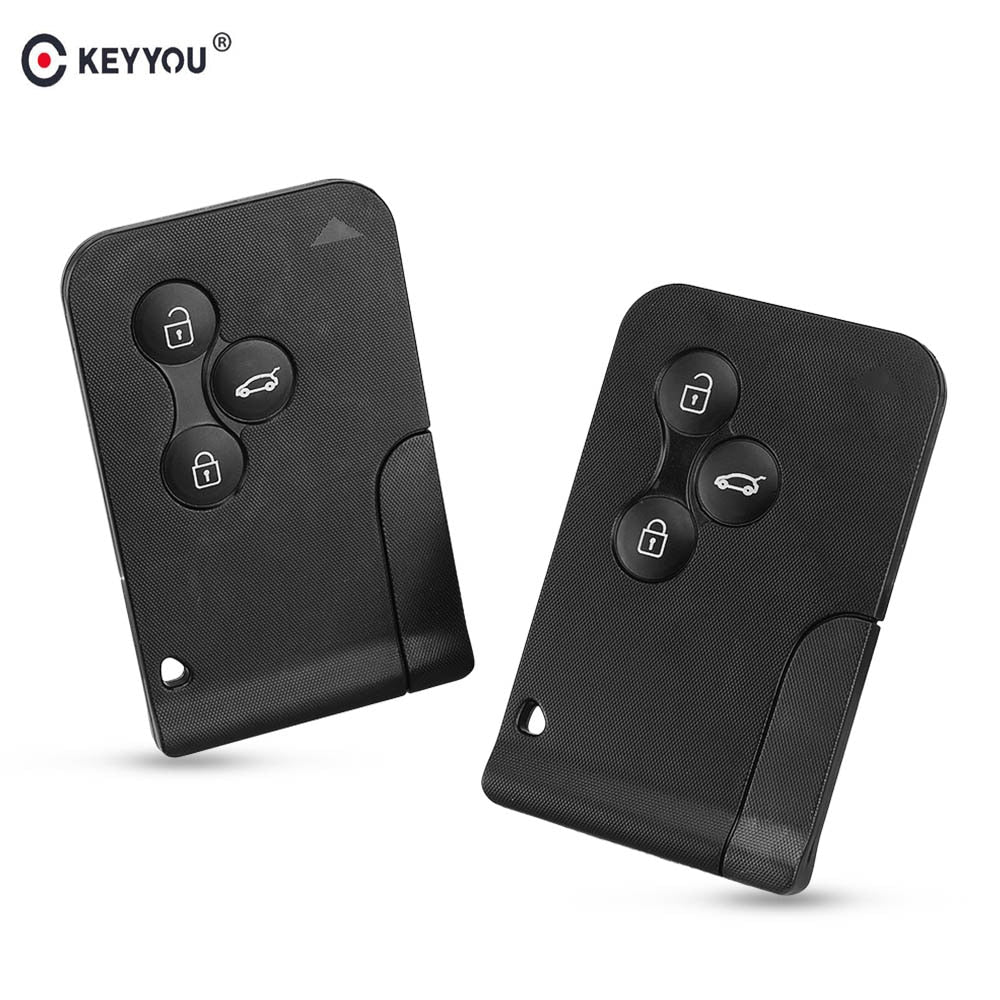 KEYYOU 3 Button Smart Card For Renault Clio Logan Megane 2 3 Koleos Scenic Card Case Black Car Key Fob Shell With Small Key - V.I.P Digital Presence