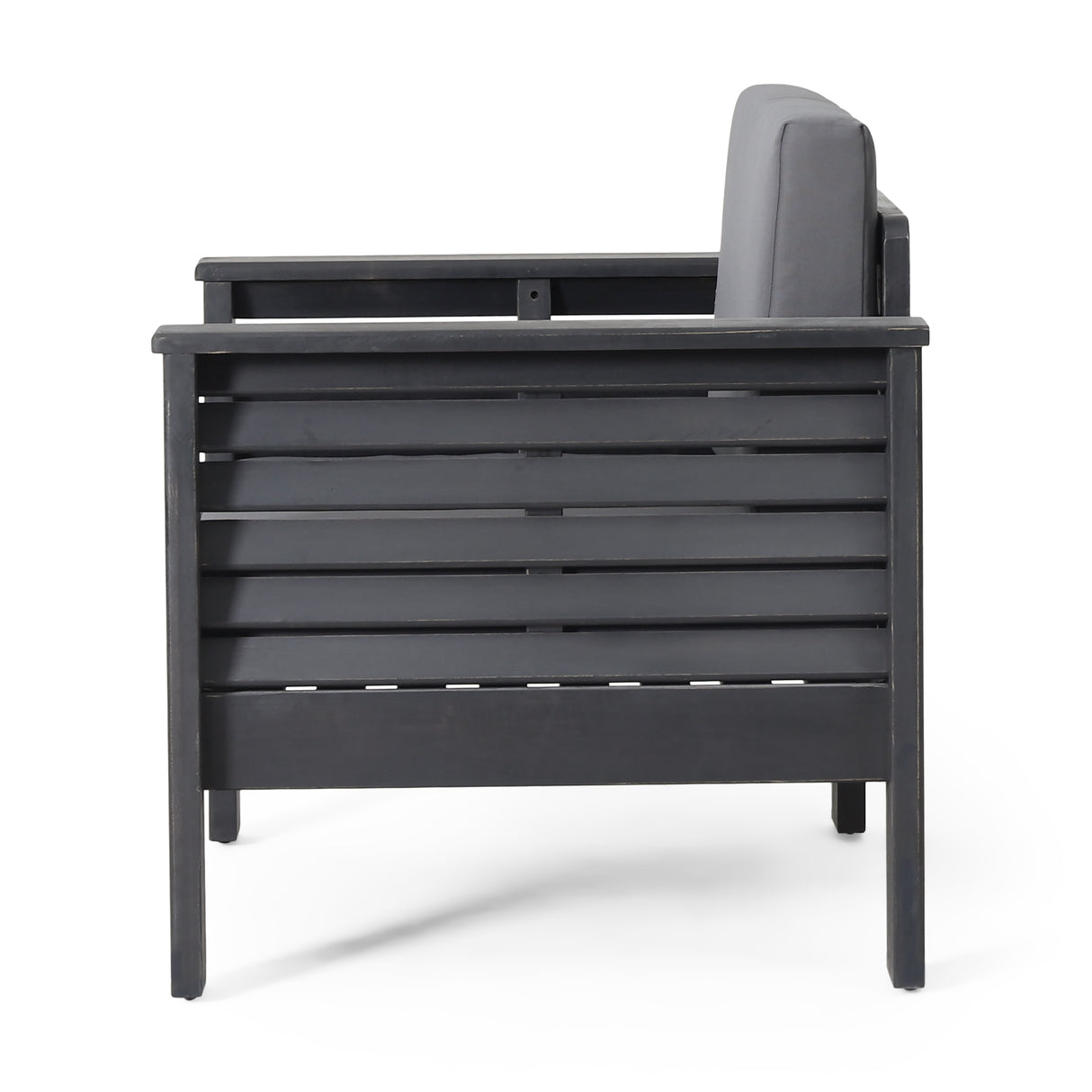 ( Set of 2) Outdoor Acacia Wood Club Chairs with Cushions, Dark Gray, 27.75"D x 32"W x 27.75"H - V.I.P Digital Presence