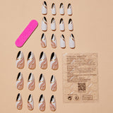 Almond-shaped French edge manicure, mandarin duck color gold corrugated fake nails finished product - V.I.P Digital Presence