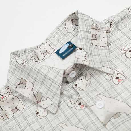 Digital Full Print Cartoon Dog Plaid Short Sleeve Shirt Loose Casual Turn-Down Collar Summer Shirt for Men - V.I.P Digital Presence