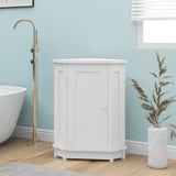 White Bathroom Cabinet Triangle Corner Storage Cabinet with Adjustable Shelf Modern Style MDF Board - V.I.P Digital Presence