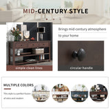 Retro Design Console Table with Two Open Shelves, Pine Solid Wood Frame and Legs for Living Room (Espresso) - V.I.P Digital Presence